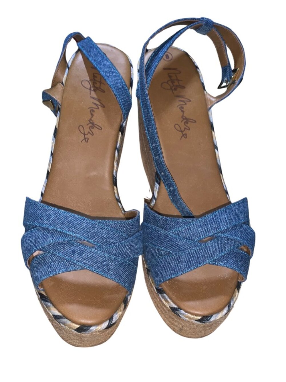 Nataly Mendez Claudine Platform Sandals in Denim - Size 8 - Pre-Loved - Like New